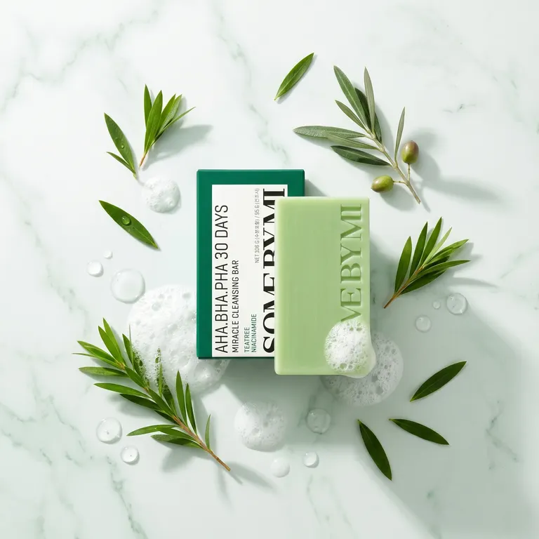 Some By Mi Miracle Cleansing Bar with tea tree leaves and olive oil