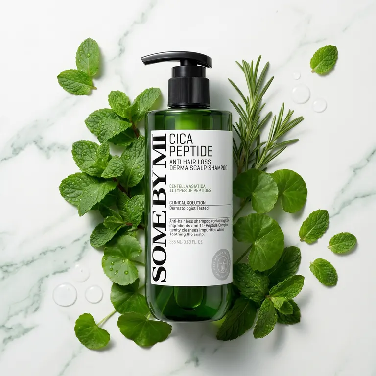 Some By Mi Anti Hair Loss Shampoo with mint leaves and centella