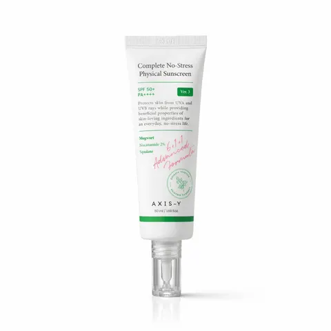 AXIS-Y Complete No-Stress Physical Sunscreen SPF50+ PA++++ 50ml - Korean reef-safe mineral sunscreen