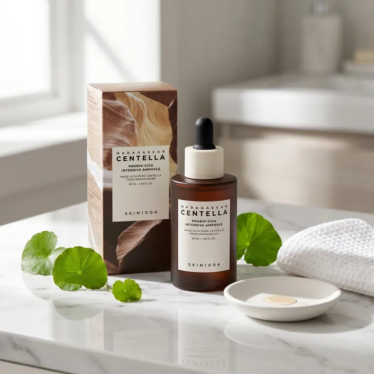 Skin1004 Centella Probio-Cica Intensive Ampoule on white marble vanity
