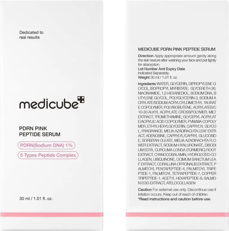 Medicube PDRN Pink Peptide Serum - ingredients label back view