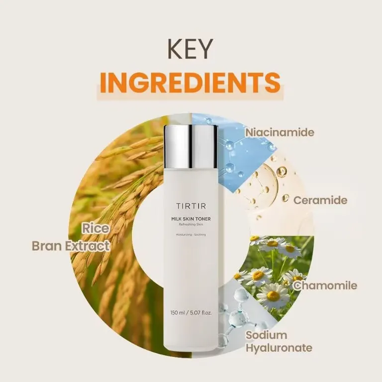 TIRTIR Milk Skin Toner 150ml - Korean hydrating toner with rice bran and cica