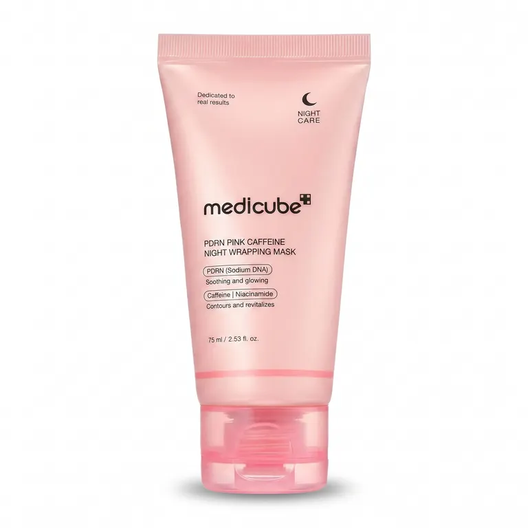 Medicube PDRN Pink Caffeine Night Wrapping Mask 75ml - Korean overnight glass skin mask
